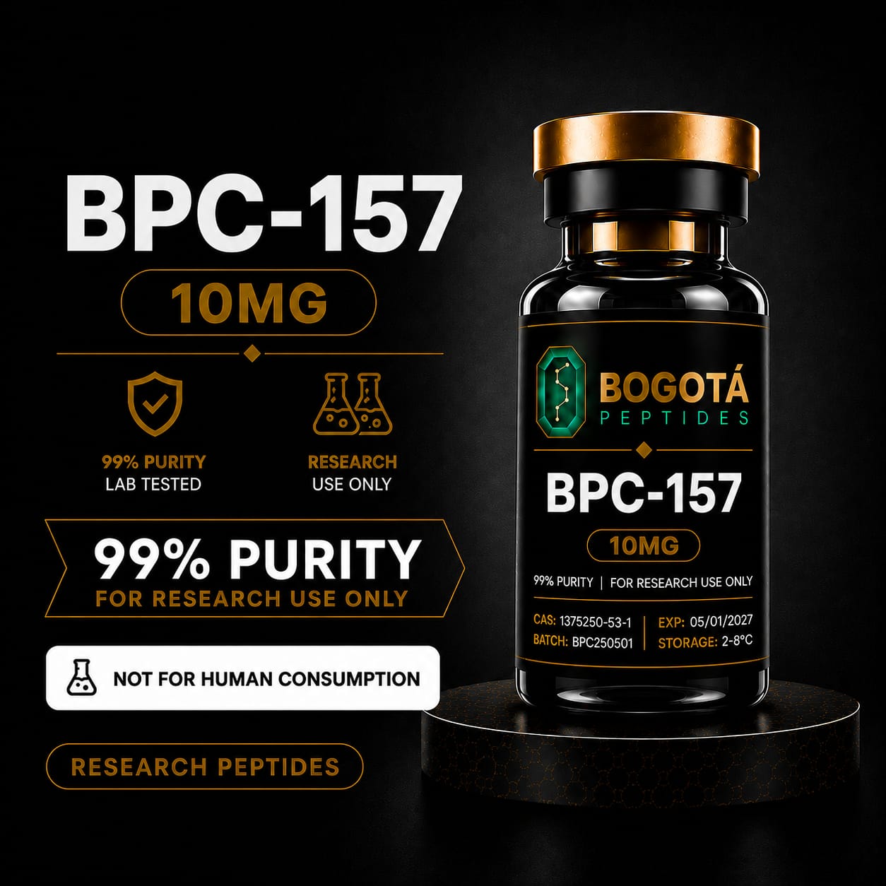 BPC-157 10mg Colombia Research Peptide | Bogotá Peptides